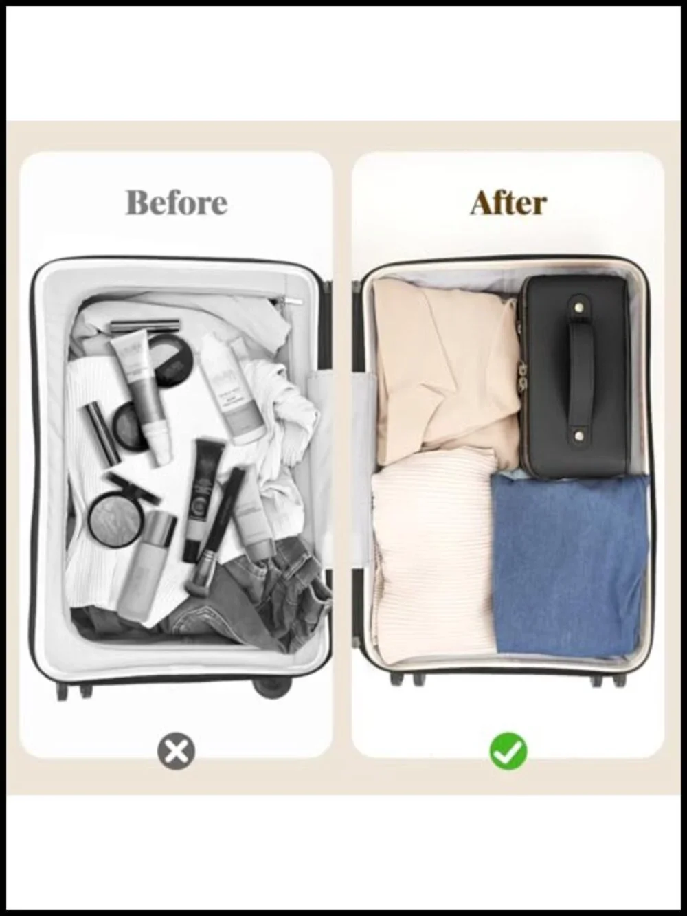 PU Leather Waterproof Travel Makeup Bag with Dividers and Handle
